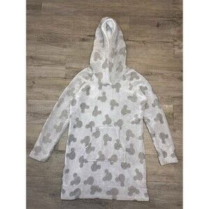 Disney Mickey Print Plush Hooded Lounger Sweater Dress Small